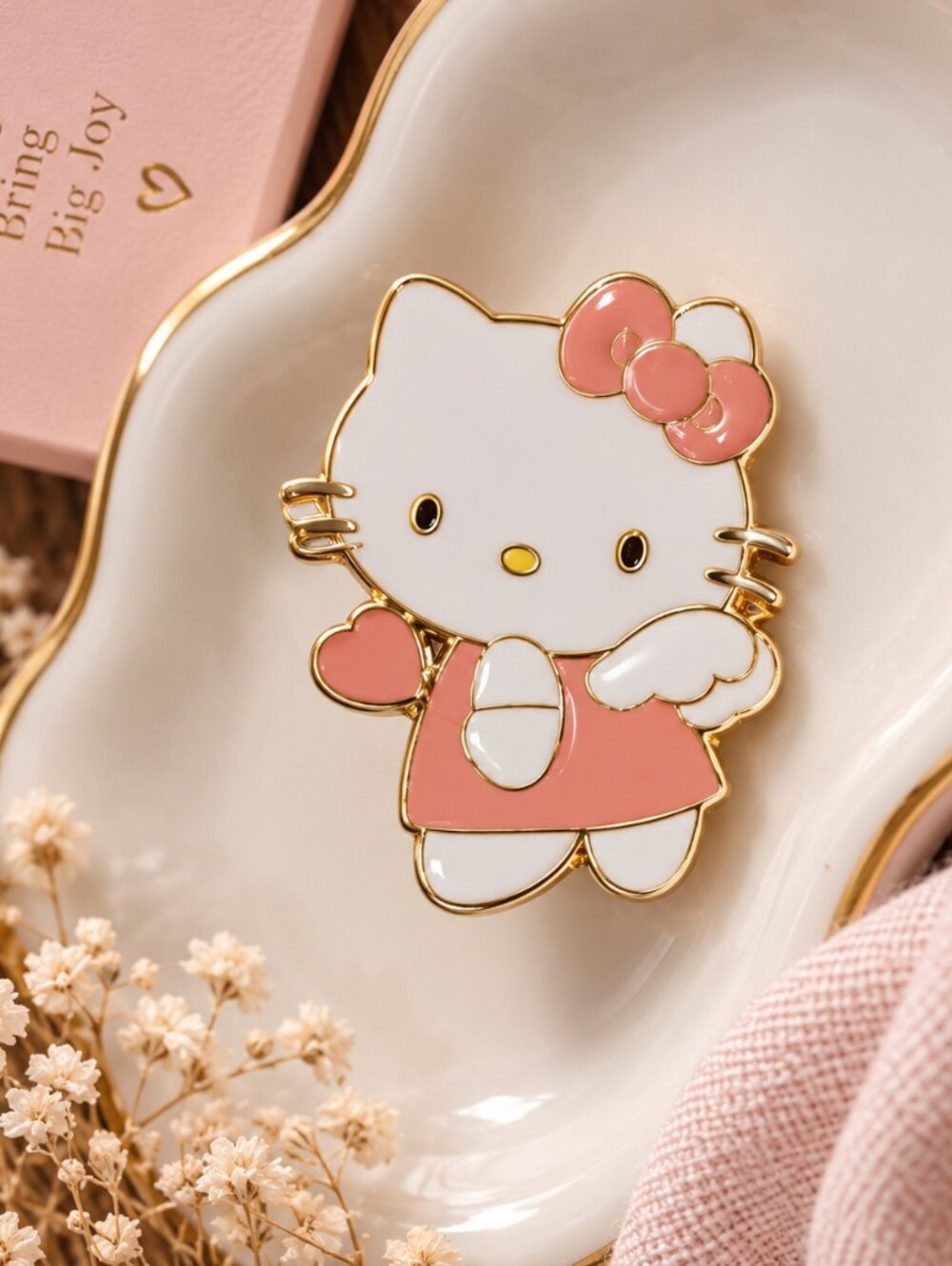 Hello Kitty Pink, White & Gold Enamel Pin - New